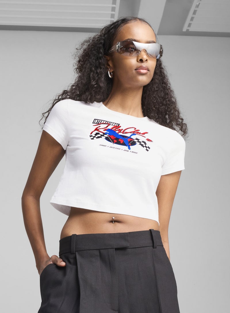 PUMA GRAPHICS Moto Baby Womens White T-Shirt - Image 1